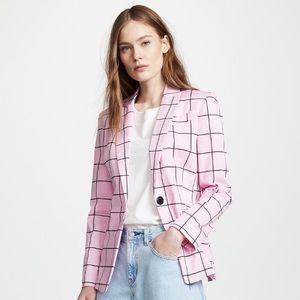 NWT MILLY pink check print blazer clueless 0 XS